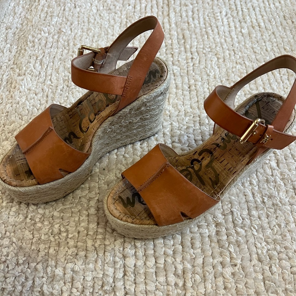 Sam Edelman Maura Leather Cognac Espadrilles- 6.5 - Picture 5 of 8